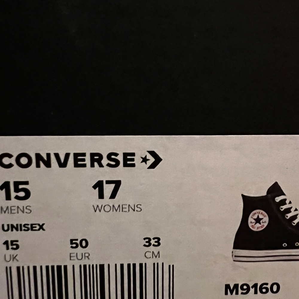 Converse Chuck Taylor All Star UNISEX HIGH TOP White/Black Sneakers M9160 NWT - Picture 3 of 4